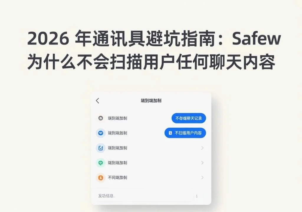 SafeW安全指南｜2026年通讯工具避坑指南：SafeW为什么不会扫描用户任何聊天内容｜完整操作指南
