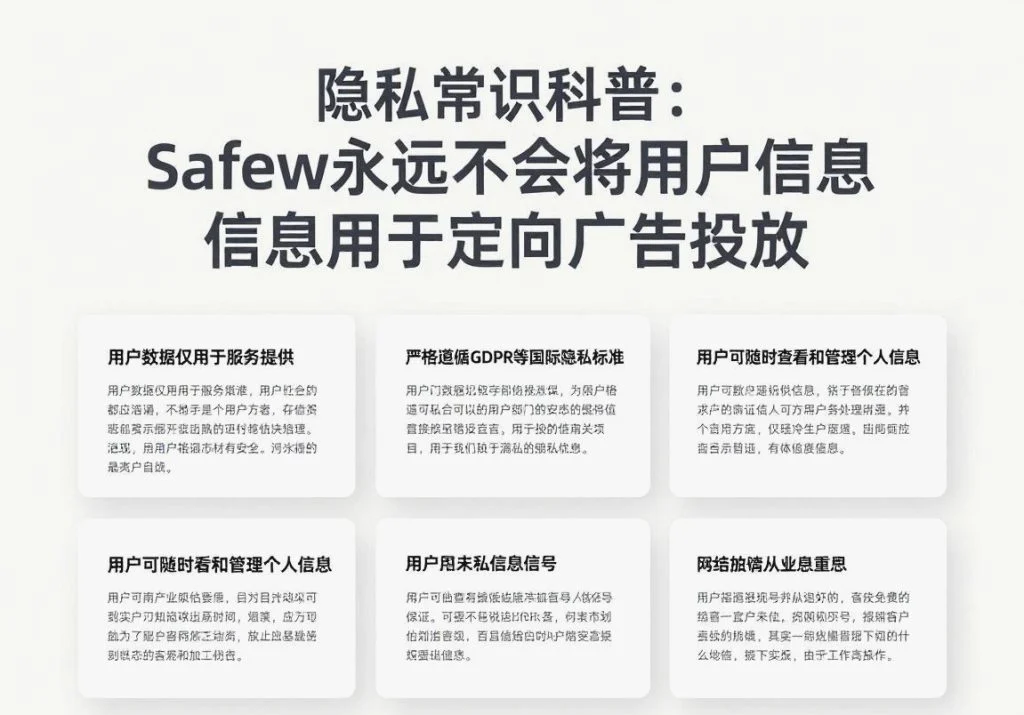 SafeW使用教程｜隐私常识科普：SafeW永远不会将用户信息用于定向广告投放｜实用操作手册